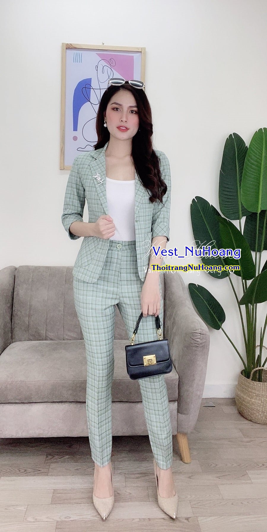 Bộ Vest nữ công sở đẹp, trẻ trung, thanh lịch, sang trọng (Tặng áo thun trong) – VN104